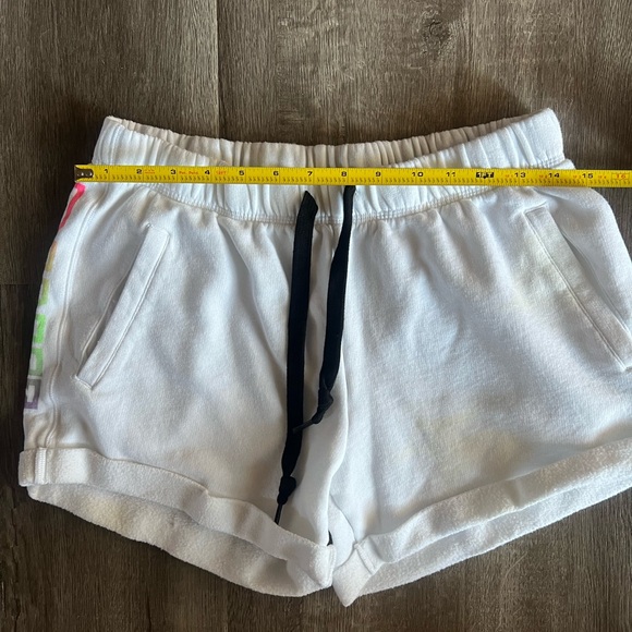 Pink Victoria’s Secret Sweat Comfy Shorts White Neon Rainbow Size Medium - Picture 4 of 8